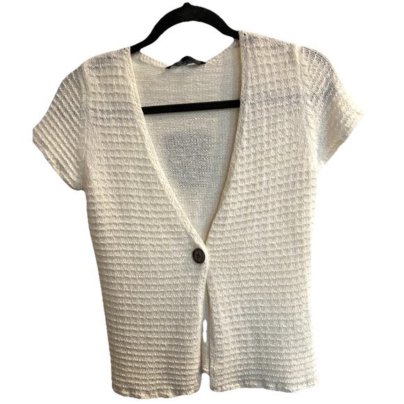 Evan Picone Sweater Vest PS Ivory One Button Closure Lagenlook Coastal Grandma - Picture 1 of 6